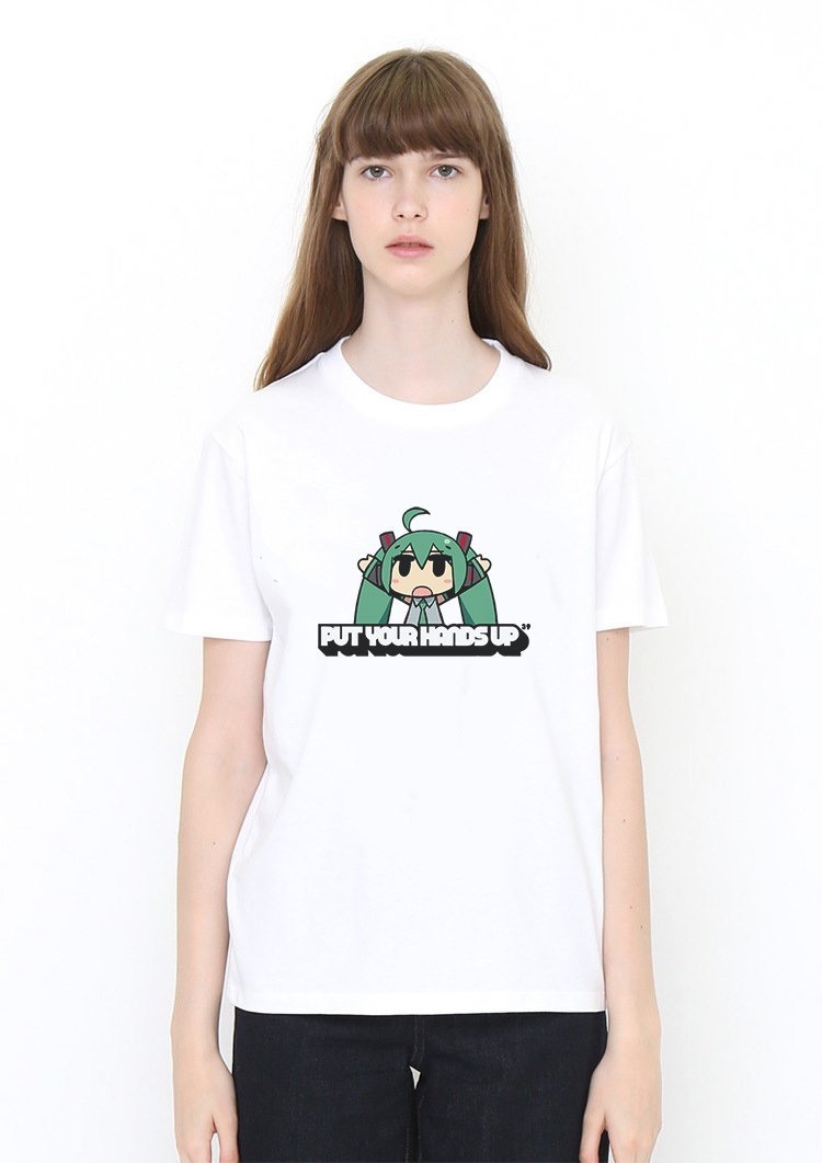 Hatsune Hands Up White T Shirt Model