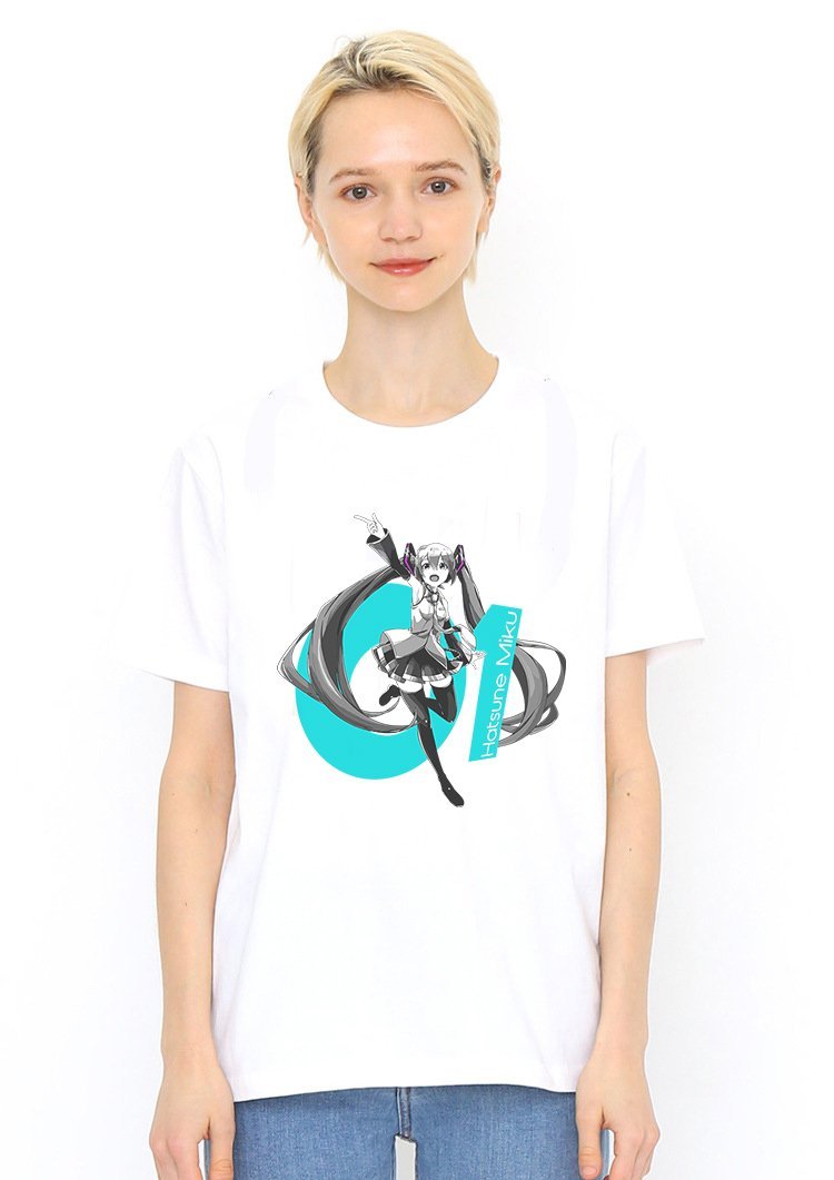 Hatsune Miku 01 White T Shirt Model