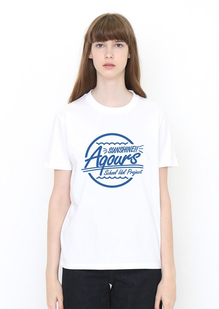 Aqours Logo White T Shirt Model