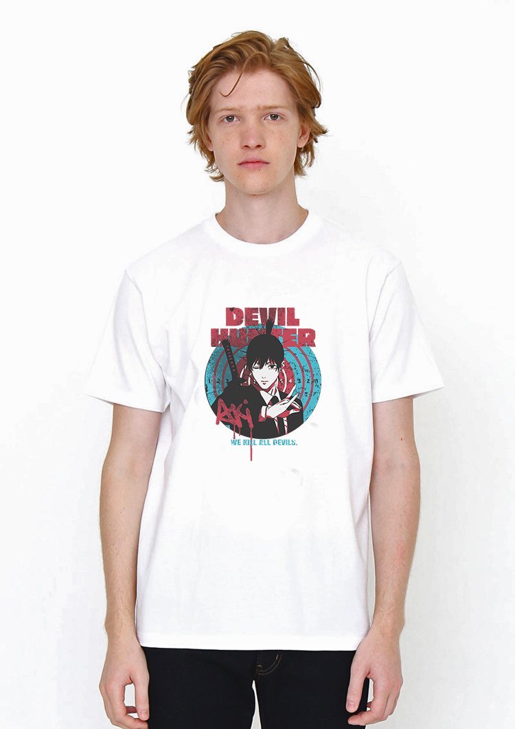 Devil Hunter White T Shirt Model