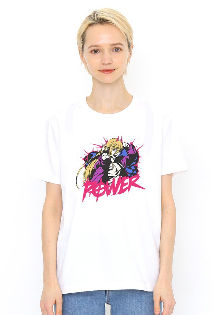 Power White T Shirt Model