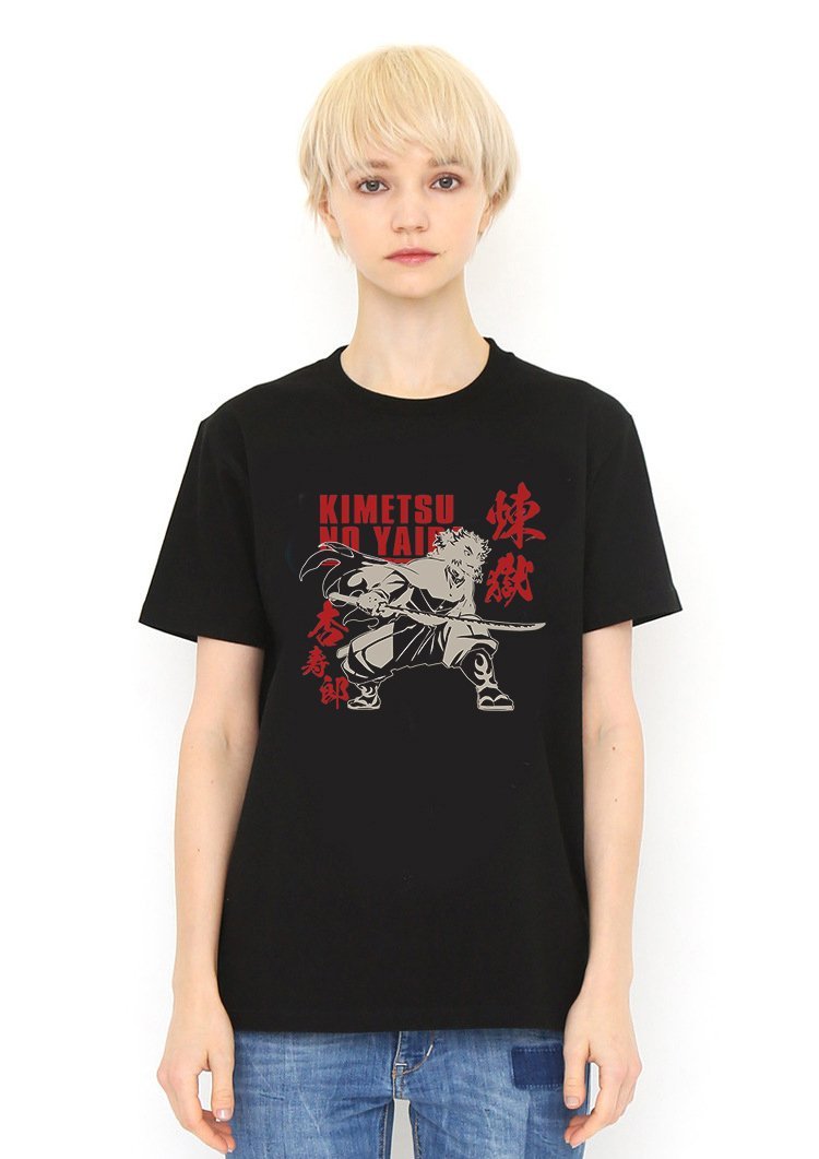 Rengoku Black T Shirt Model