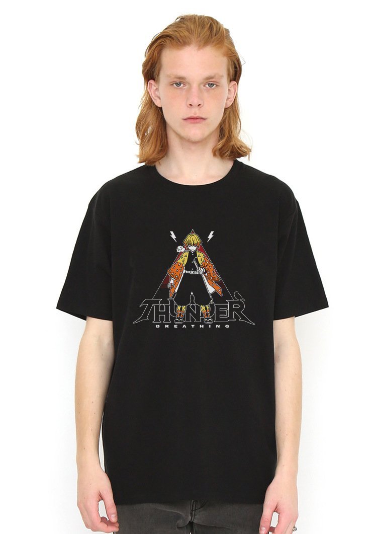 Thunder Breathing Black T Shirt Model