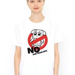 No Pop Team White T Shirt Model