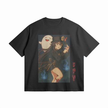 Genshin Impact Heavyweight T-Shirt, 80s anime style Hu Tao