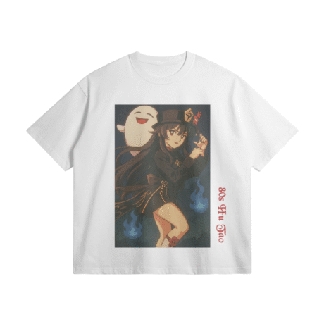 Genshin Impact Heavyweight T-Shirt, 80s anime style Hu Tao