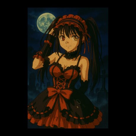 Date A Live Heavyweight T-Shirt, 80s anime style Kurumi - Image 2