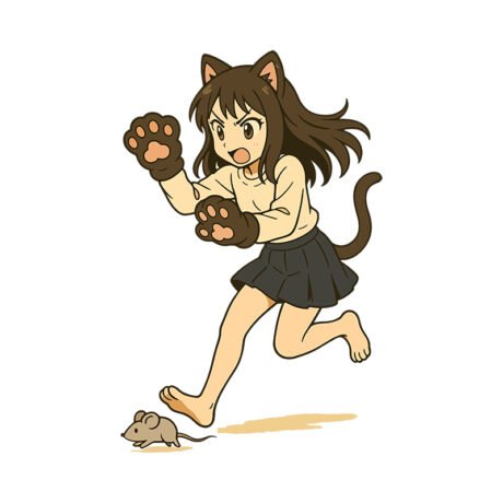 Kokoneko Cat Girl T-Shirt, Mouse Chase - Image 3
