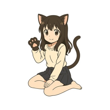 Kokoneko Cat Girl T-Shirt, Just Sitting There - Image 4