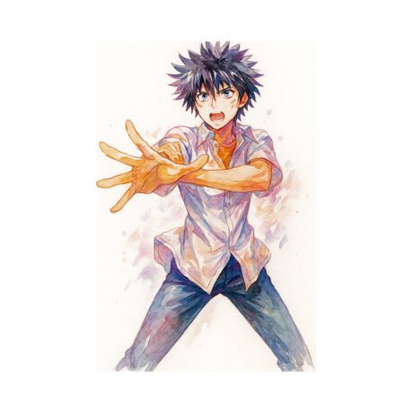 A Certain Scientific Railgun Watercolor Anime T-Shirt, Kamijou Touma - Image 2