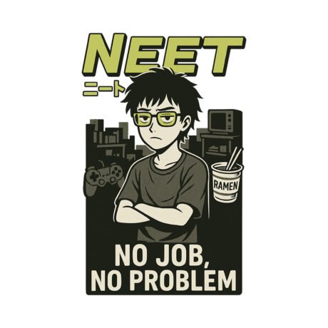 Otaku Zone, NEET No Job No Problem, Oversized T-Shirt - Image 2