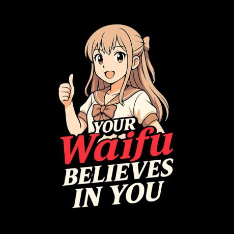 Otaku Zone, Your Waifu Believes in You, Oversized T-Shirt - Image 2