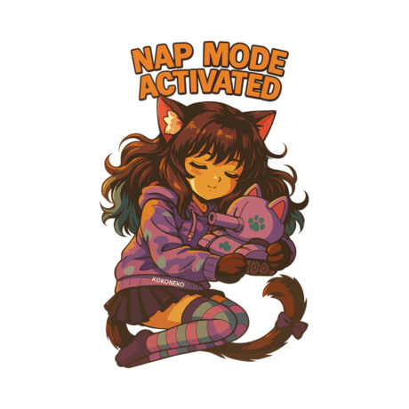 Kokoneko Catgirl Oversized T-Shirt, Nap Mode Activated - Image 2