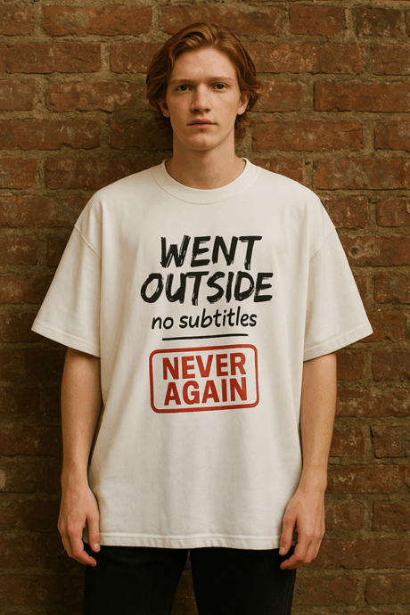 Otaku Zone, Went Outside No Subtitles, Oversized T-Shirt - Image 2
