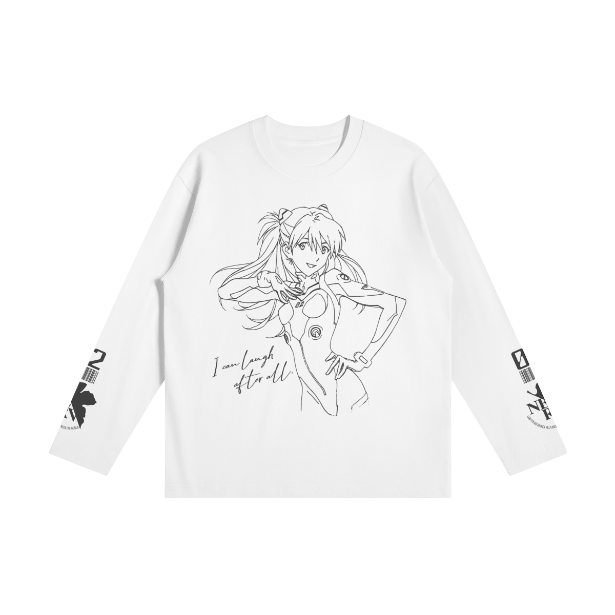 Lineart Asuka Long Sleeve Shirt Front Evangelion Asuka Langley Long Sleeve T-Shirt
