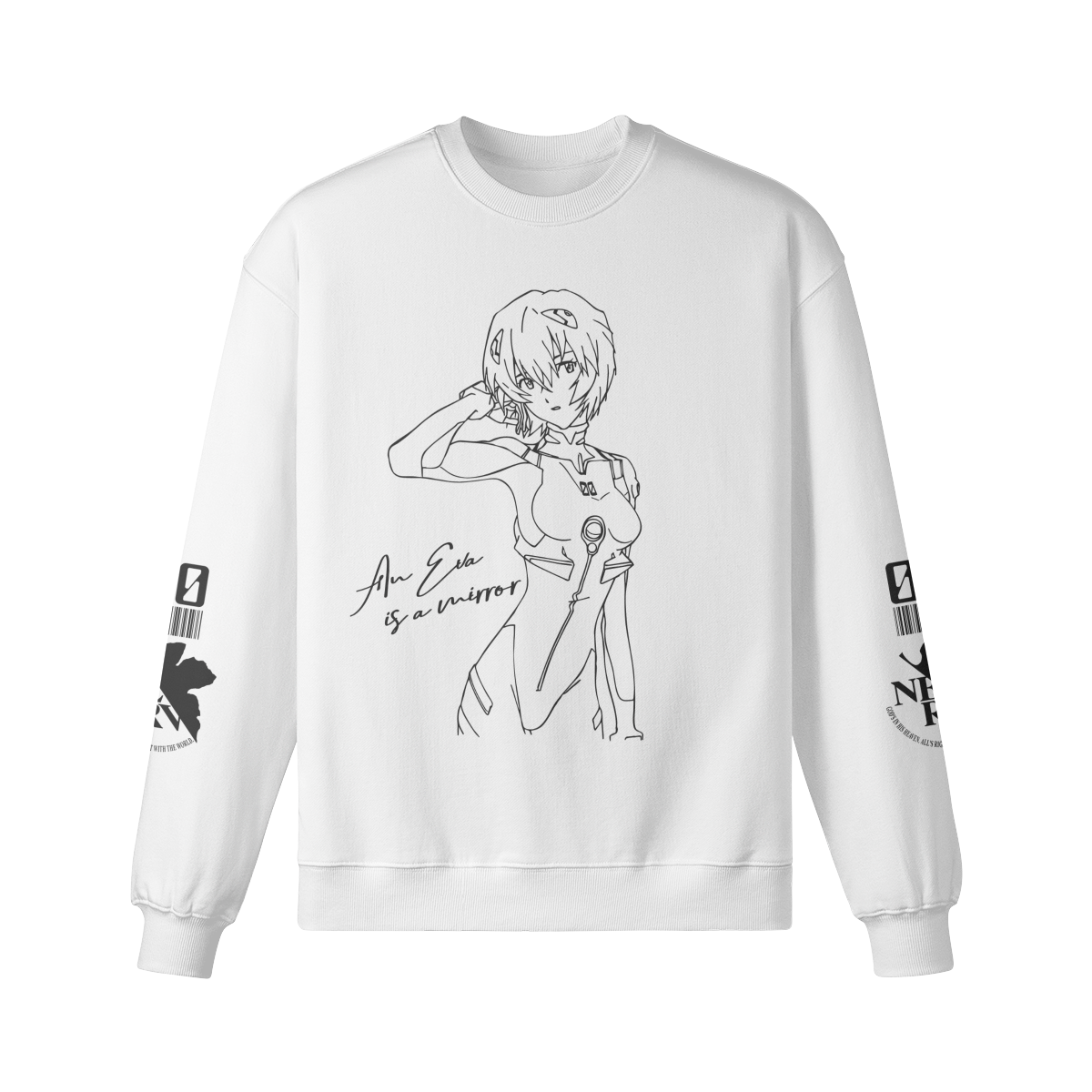 Lineart Ayanami Sweatshirt Front Evangelion Rei Ayanami Sweatshirt