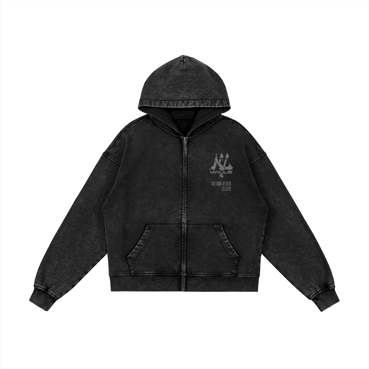 WILLE Snow Wash Zip Hoodie Front
