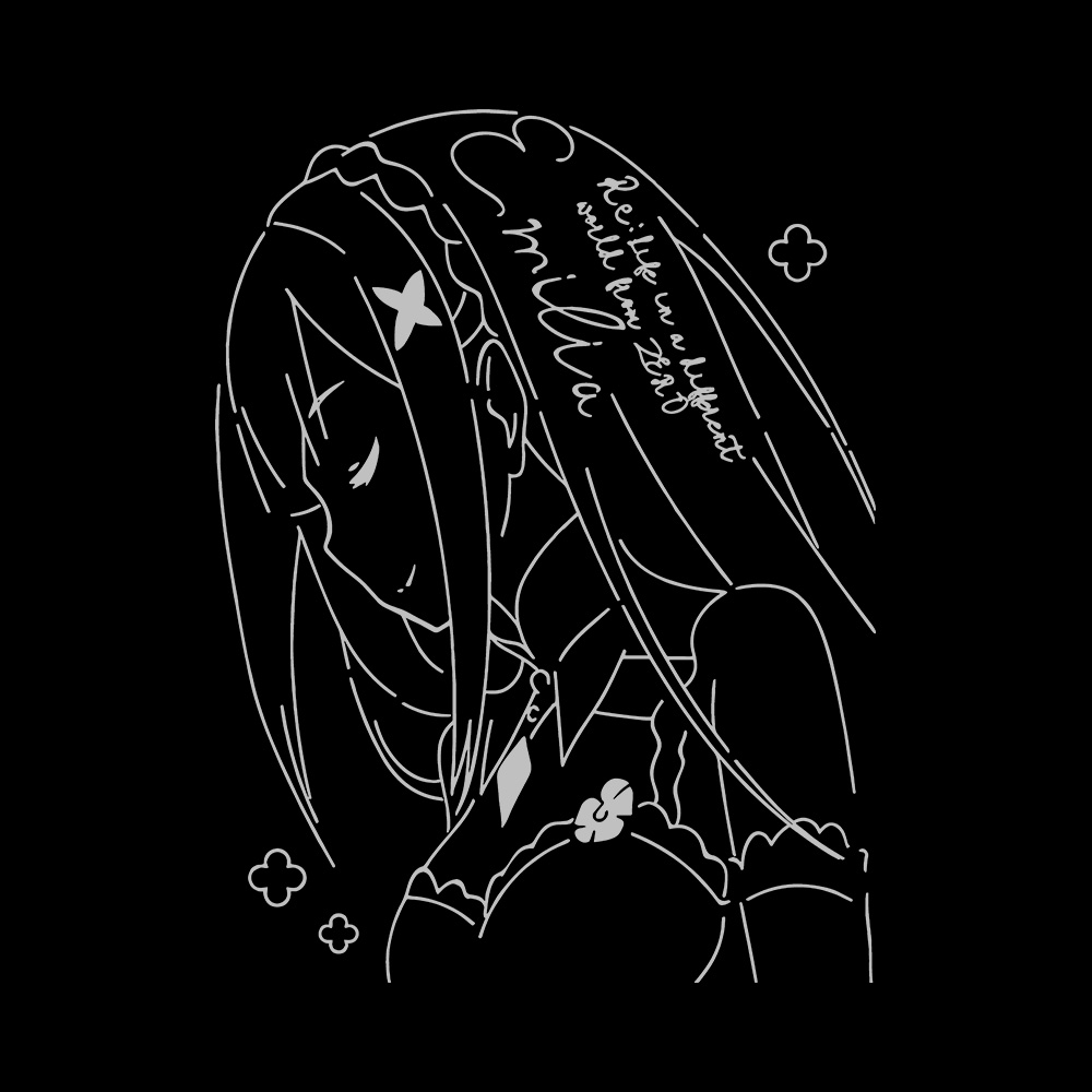 Gray Emilia Art Preview Re:Zero Emilia Snow Washed T-Shirt - Image 2