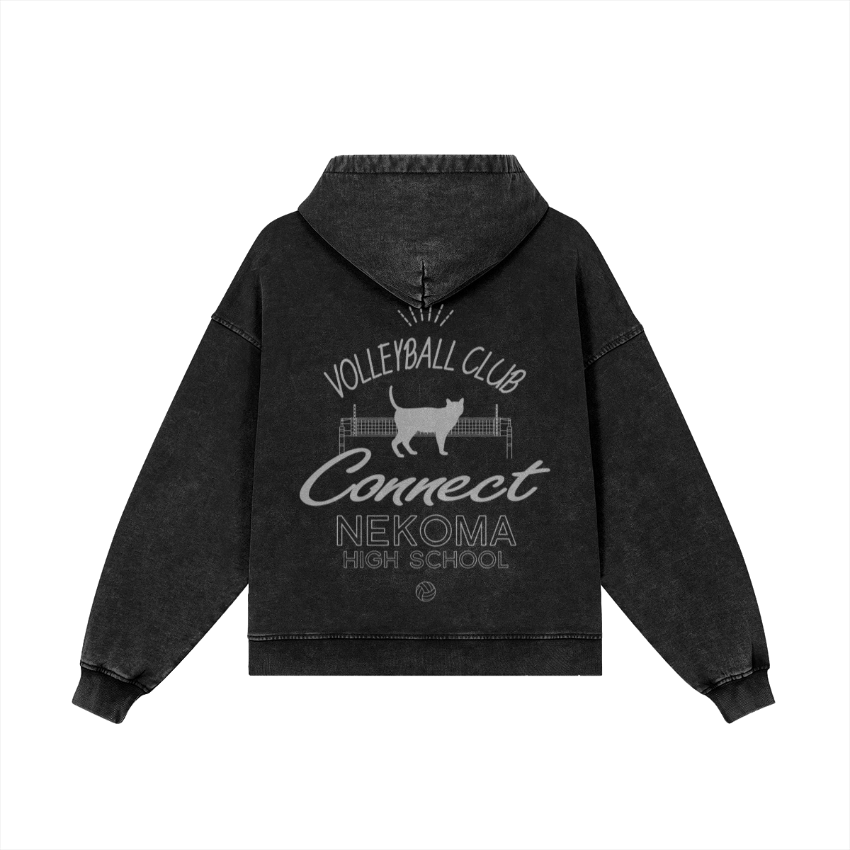 Nekoma Snow Wash Zip Hoodie Back Nekoma Snow Washed Zip Hoodie