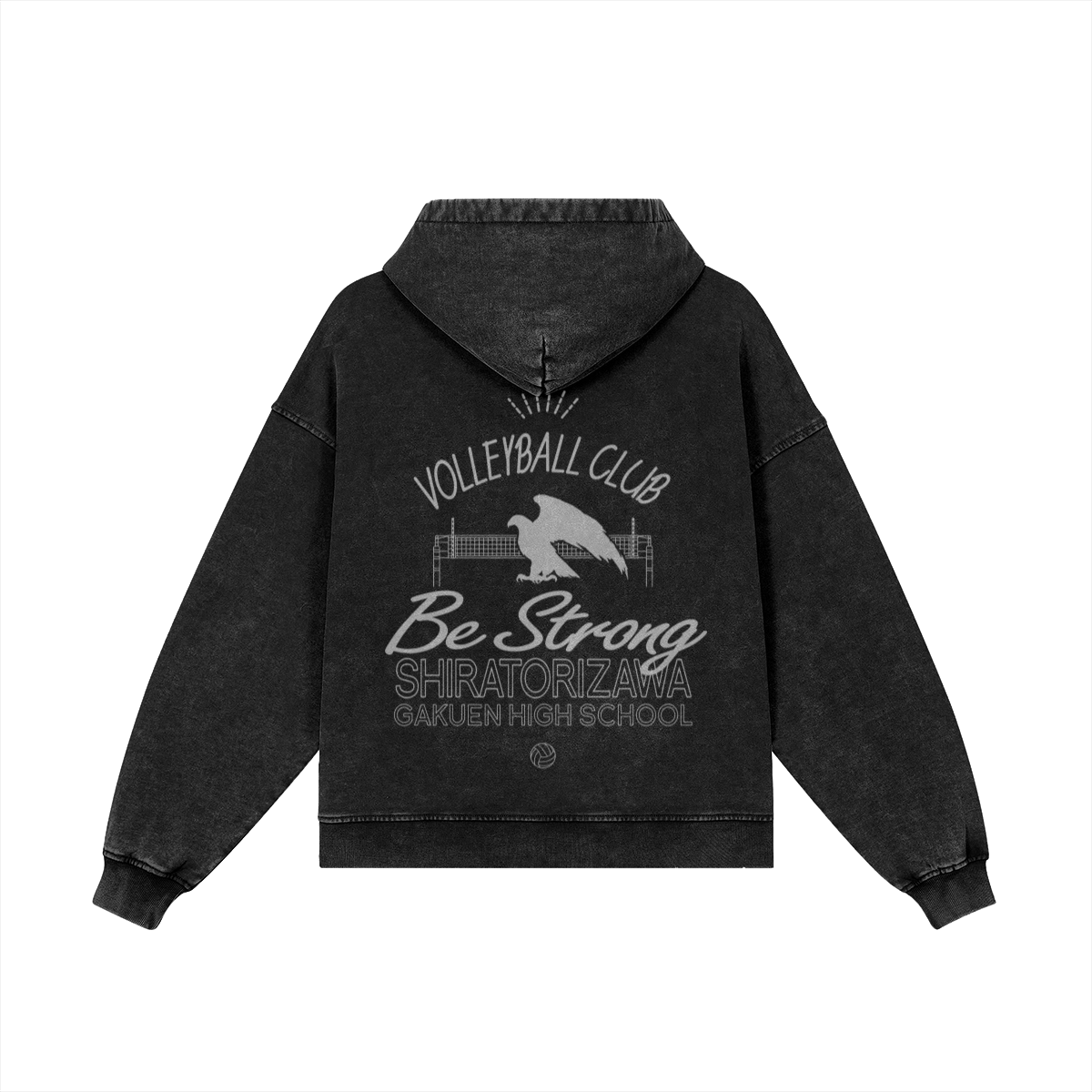 Shiratorizawa Snow Wash Zip Hoodie Back Shiratorizawa Snow Washed Zip Hoodie