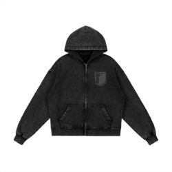 Alternative view of Attack on Titan Survey Corps 440GSM Snow Washed Zip Hoodie