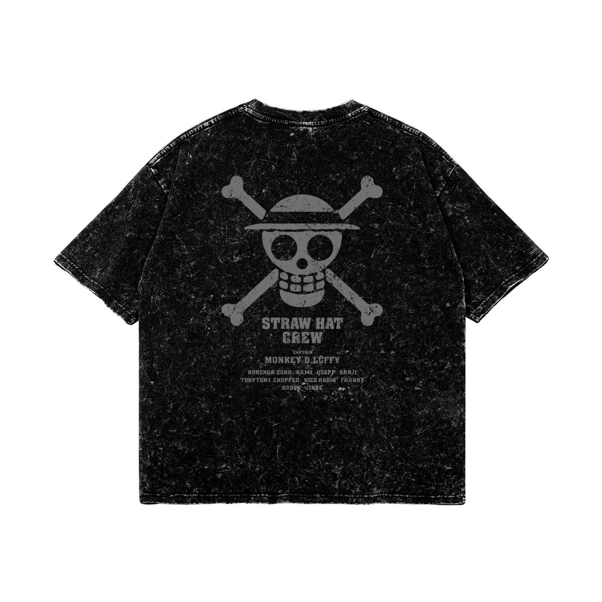 One Piece Snow Wash T Shirt Back One Piece Straw Hat Crew T-Shirt, Snow Washed (260 GSM) - Image 2