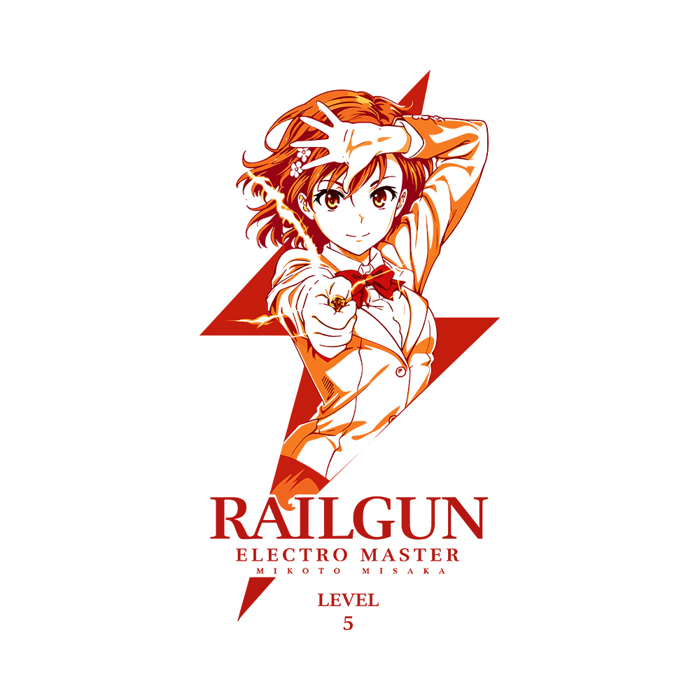 Railgun Elecro Master 2 Art Preview Misaka Mikoto Railgun T-Shirt, Electro Master - Image 2