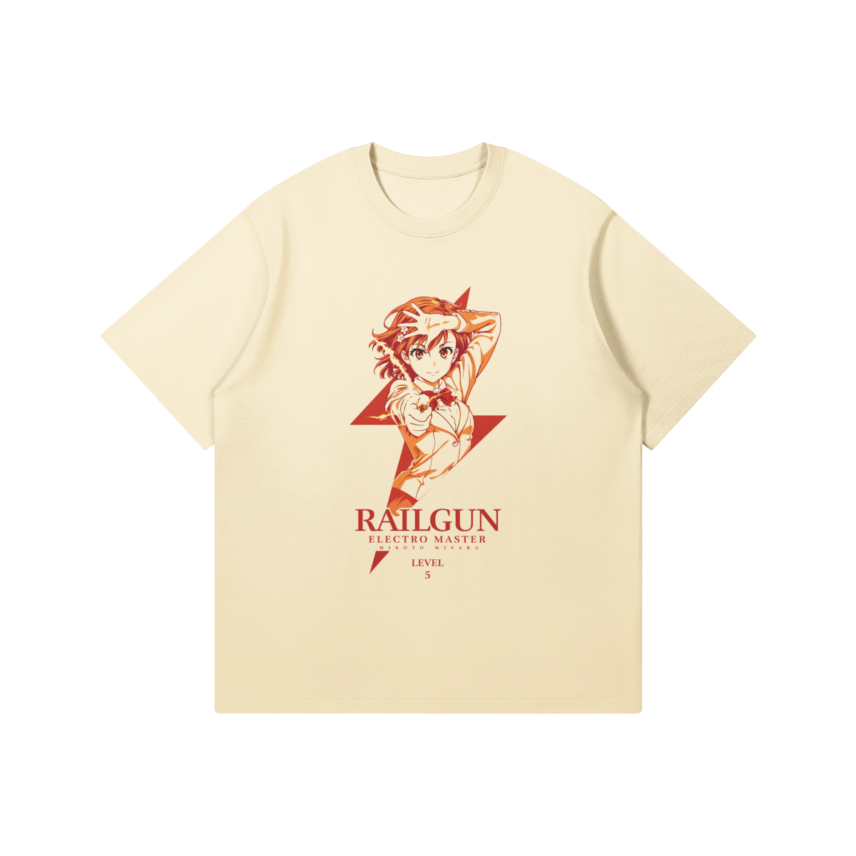 Railgun Elecro Master 2 T Shirt Beige Misaka Mikoto Railgun T-Shirt, Electro Master