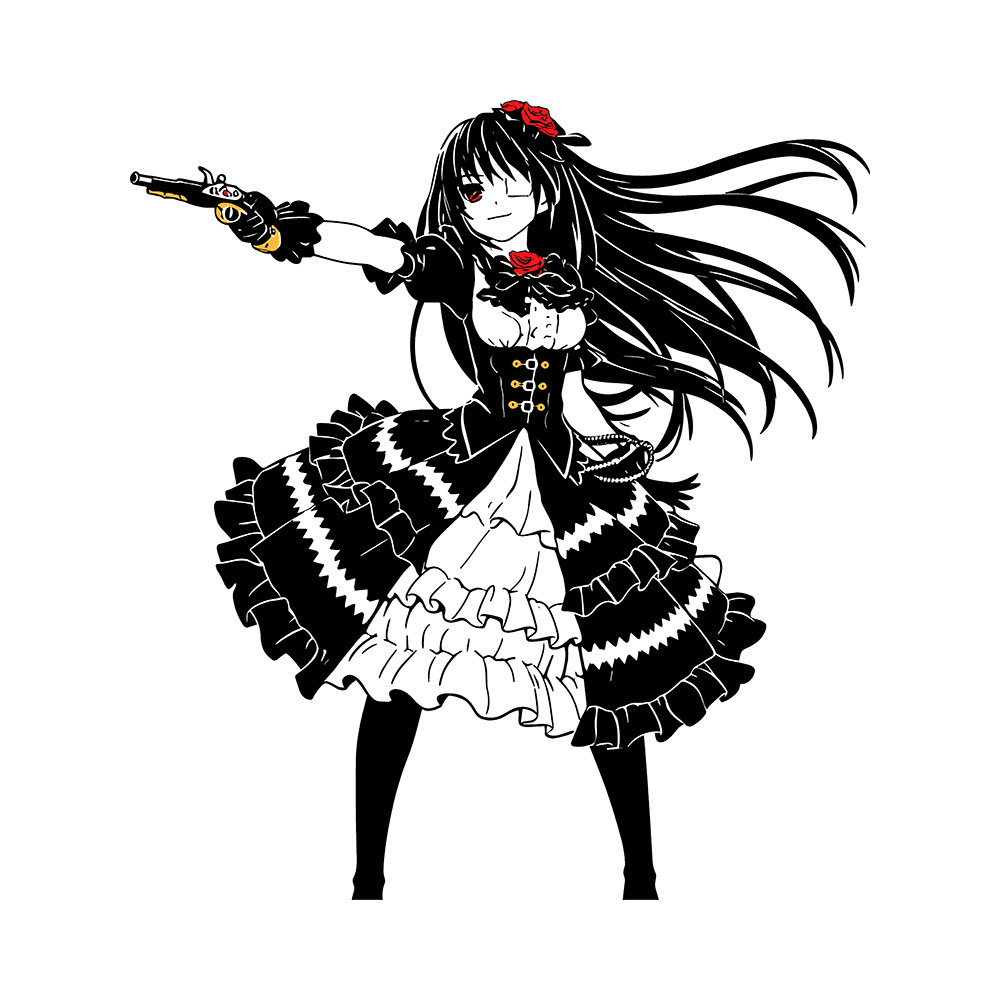 Kurumi Gothic Art Preview Tokisaki Kurumi Gothic Dress, 305GSM T-Shirt - Image 2