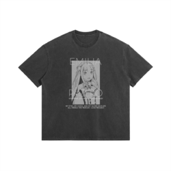 Re:Zero Emilia Faded Wash T-Shirt - 285gsm Heavyweight Anime T-Shirt