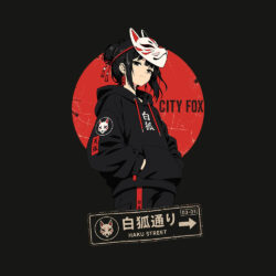 Alternative view of City Fox, 285GSM Faded Wash T-Shirt