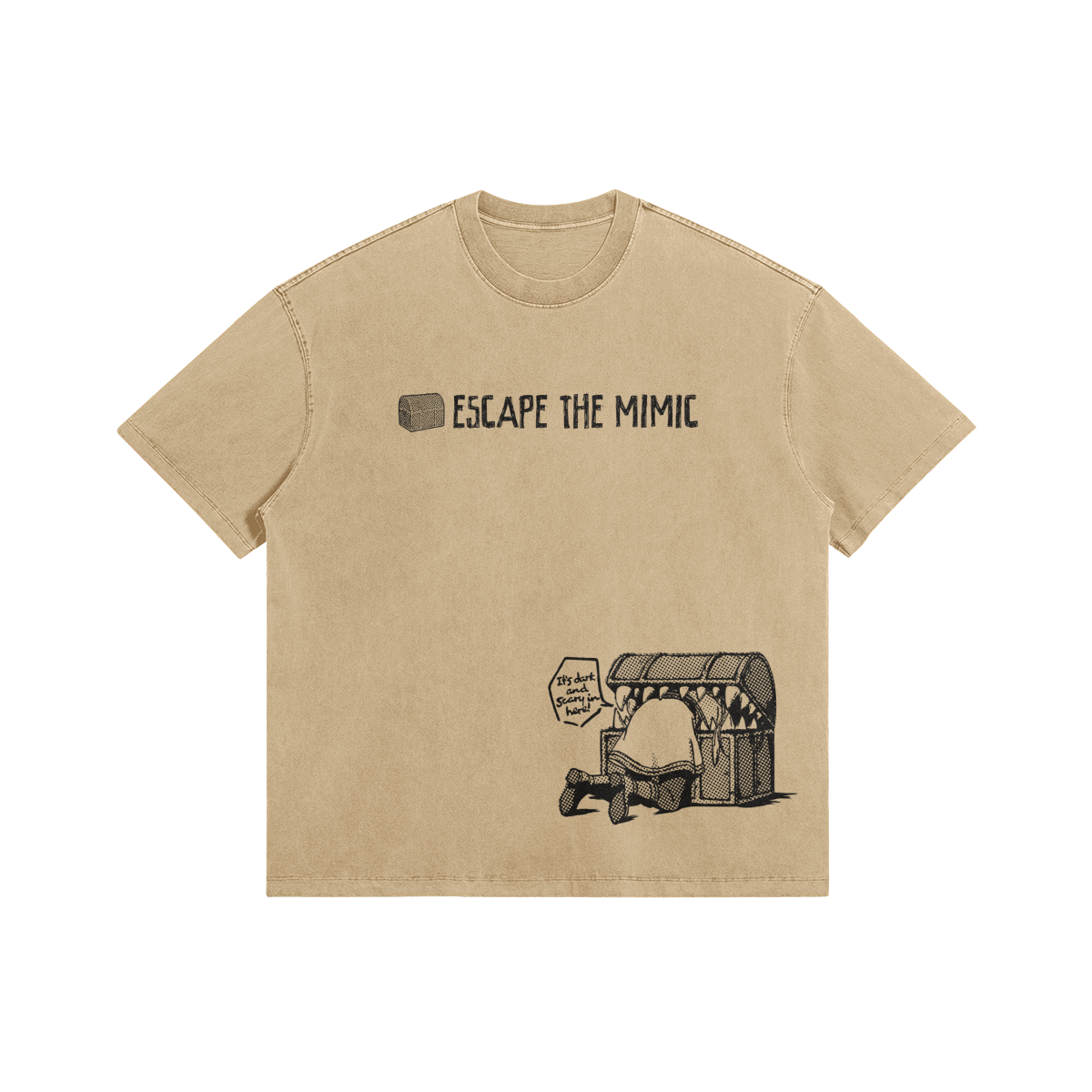 Escape the Mimic 285GSM Faded Wash T Shirt Khaki Escape the Mimic - 285gsm Faded Wash T-Shirt