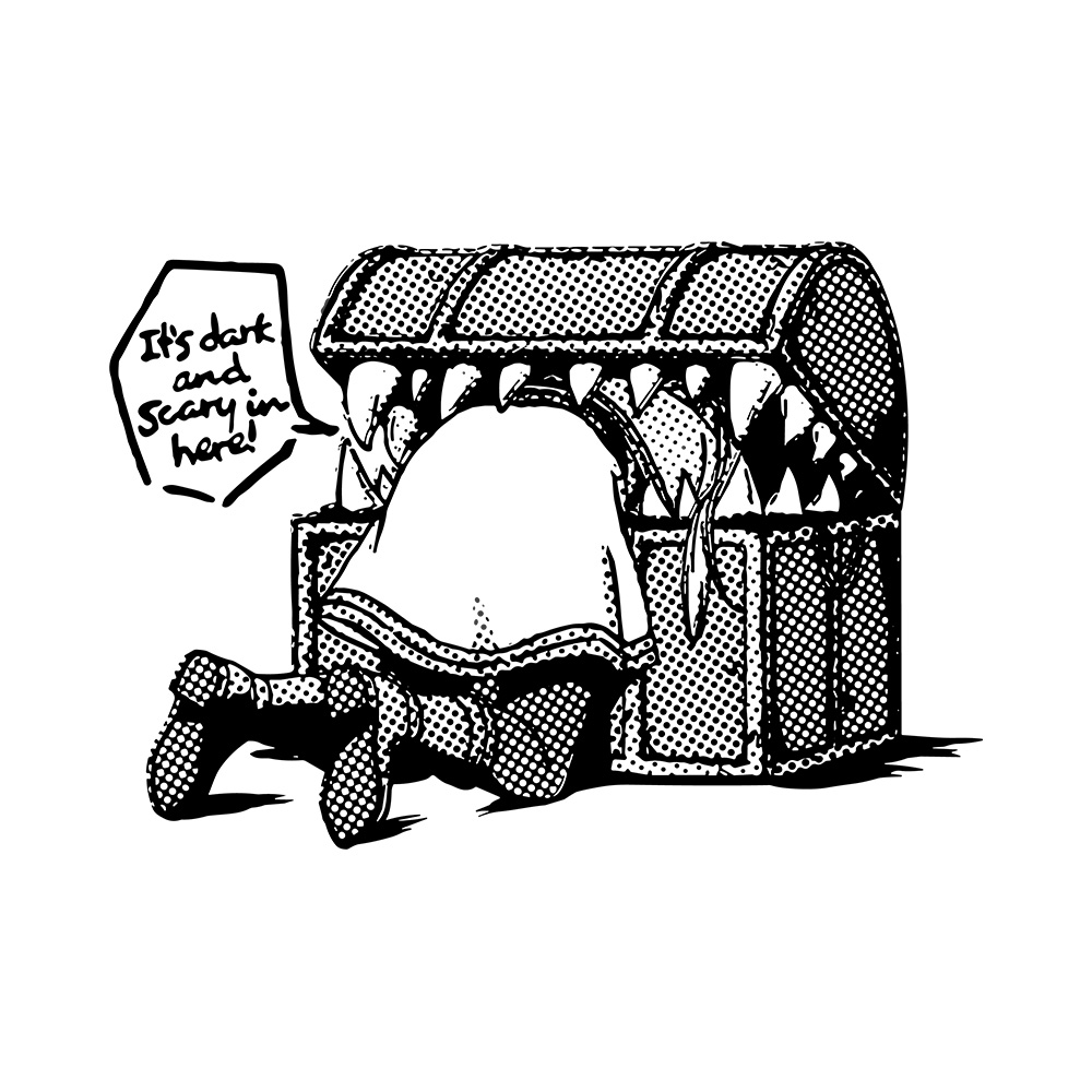 Escape the Mimic on White Front Art Preview Escape the Mimic - 285gsm Faded Wash T-Shirt - Image 3