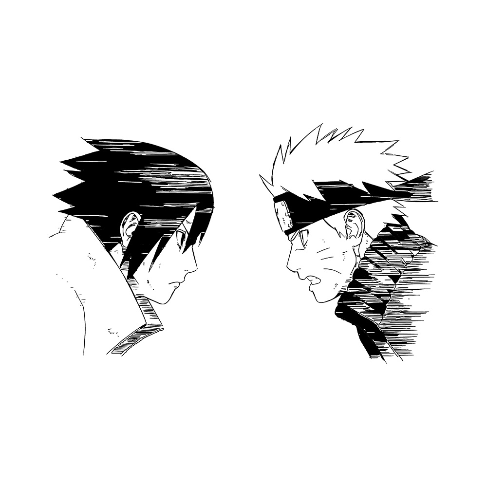 Naruto Vs Sasuke Art Preview Sasuke vs Naruto T-Shirt - Image 2