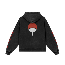 Sharingan 440GSM Snow Washed Zip Hoodie Back Sharingan Snow Washed Zip Hoodie