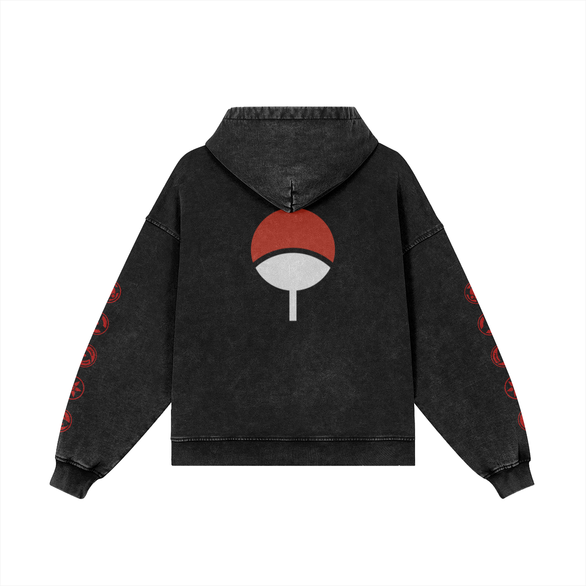 Sharingan 440GSM Snow Washed Zip Hoodie Back Sharingan Snow Washed Zip Hoodie