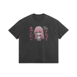 Bocchi Maid Faded Wash T Shirt Bocchi the Maid, 285GSM Faded Wash T-Shirt