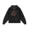 Distressed Konoha Symbol 440GSM Snow Washed Zip Hoodie Back