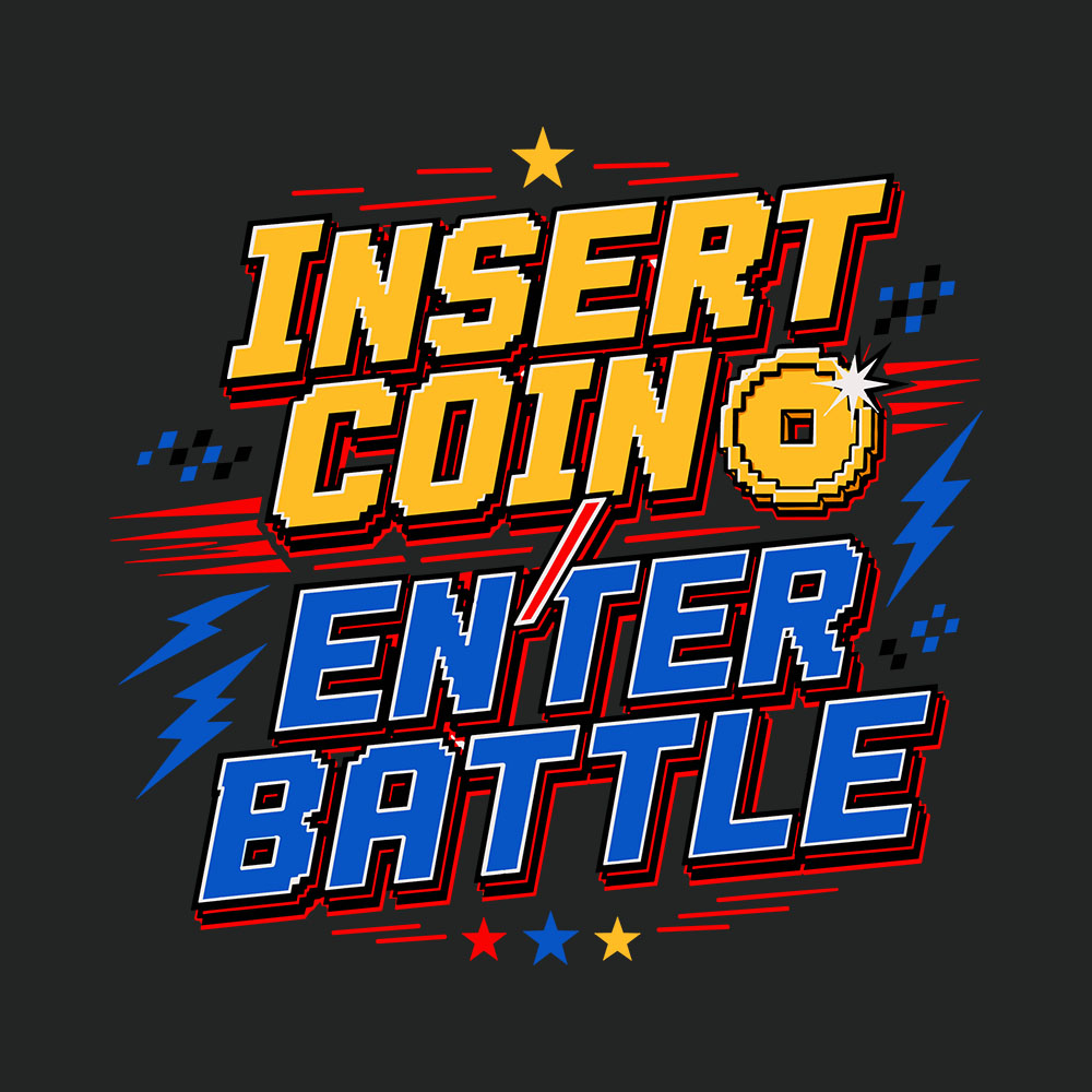 Enter Battle Front Art Preview Insert Coin / Enter Battle, 285GSM Faded Wash T-Shirt - Image 3