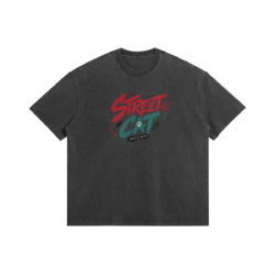 Street Cat 56 Faded Wash T Shirt Front Street Cat 56, 285GSM Faded Wash T-Shirt