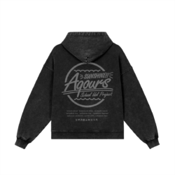 Aqours 440GSM Snow Washed Zip Hoodie Back Love Live! Aqours - 440GSM Snow Washed Zip Hoodie