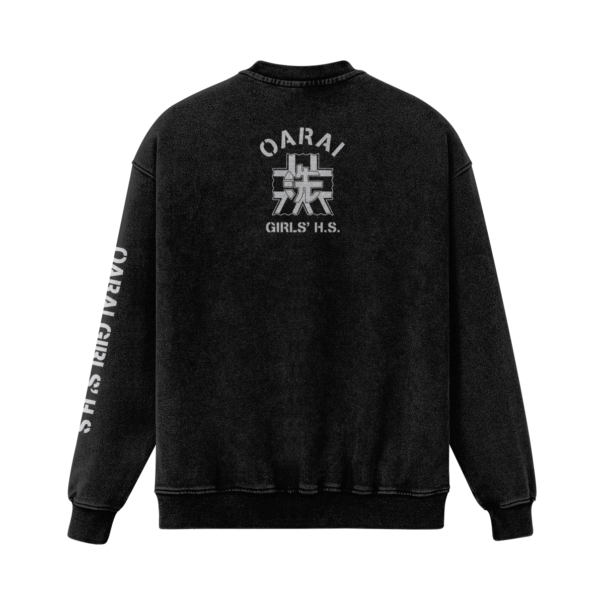 Oarai 440GSM Faded Wash Sweatshirt Back Oarai Girls Academy - Embroidered 440GSM Sweatshirt