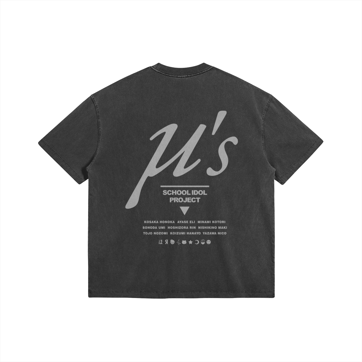 us 285GSM Faded Wash T Shirt Back Love Live! μ's - 285gsm Faded Wash T-Shirt - Image 2