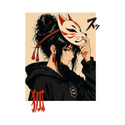 Alternative view of City Fox, Kitsune Mask - 305GSM Oversized T-Shirt