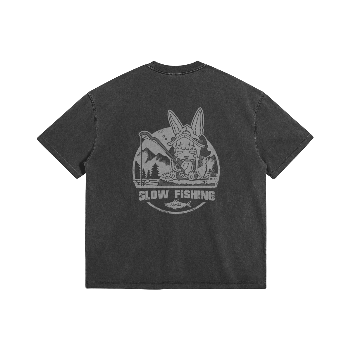 Slow Fishing 285GSM Faded Wash T Shirt Back Nanachi, Slow Fishing - 285gsm Faded Wash T-Shirt - Image 2