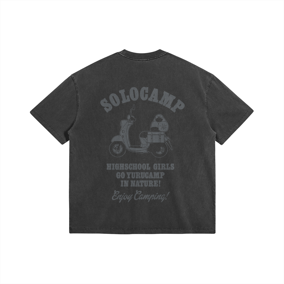 Yuru Camp 285GSM Faded Wash T Shirt Back Yuru Camp - 285gsm Faded Wash T-Shirt - Image 2