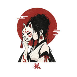 Alternative view of City Fox Shrine Maiden - 305GSM Oversized T-Shirt