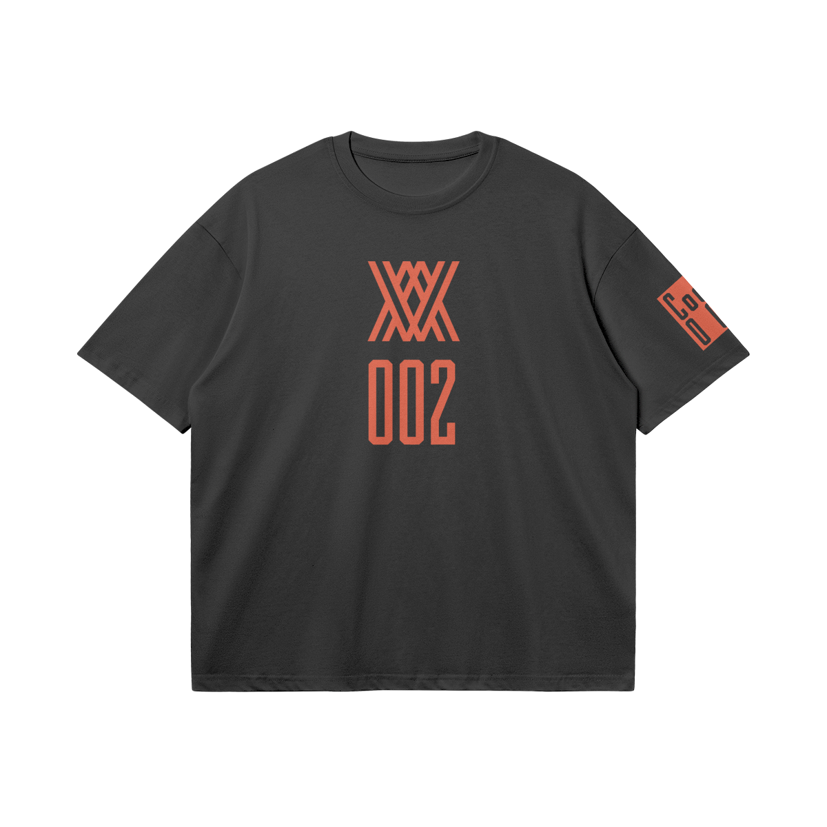 Code 002 Black 240GSM Boxy T Shirt Front Code 002 - 240GSM Boxy T-Shirt