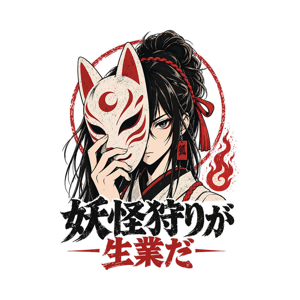 Hunting yokai is my trade Art Preview White Hunting Yokai Is My Trade - 305GSM Oversized T-Shirt - Image 2