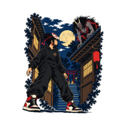 Alternative view of City Fox, Moonlit Encounter - 305GSM Oversized T-Shirt